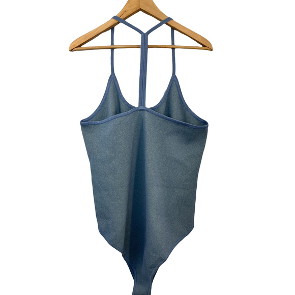 WAYF Blue '98 Alicia T-strap Knit Bodysuit V Neck Oasis Tank Top/Cami Size: 3x - Picture 2 of 9